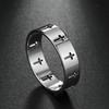 Black Cutout Cross Ring For Men Minimalist Personality Couple Band Versatile Fashion Jewelry Accessory
