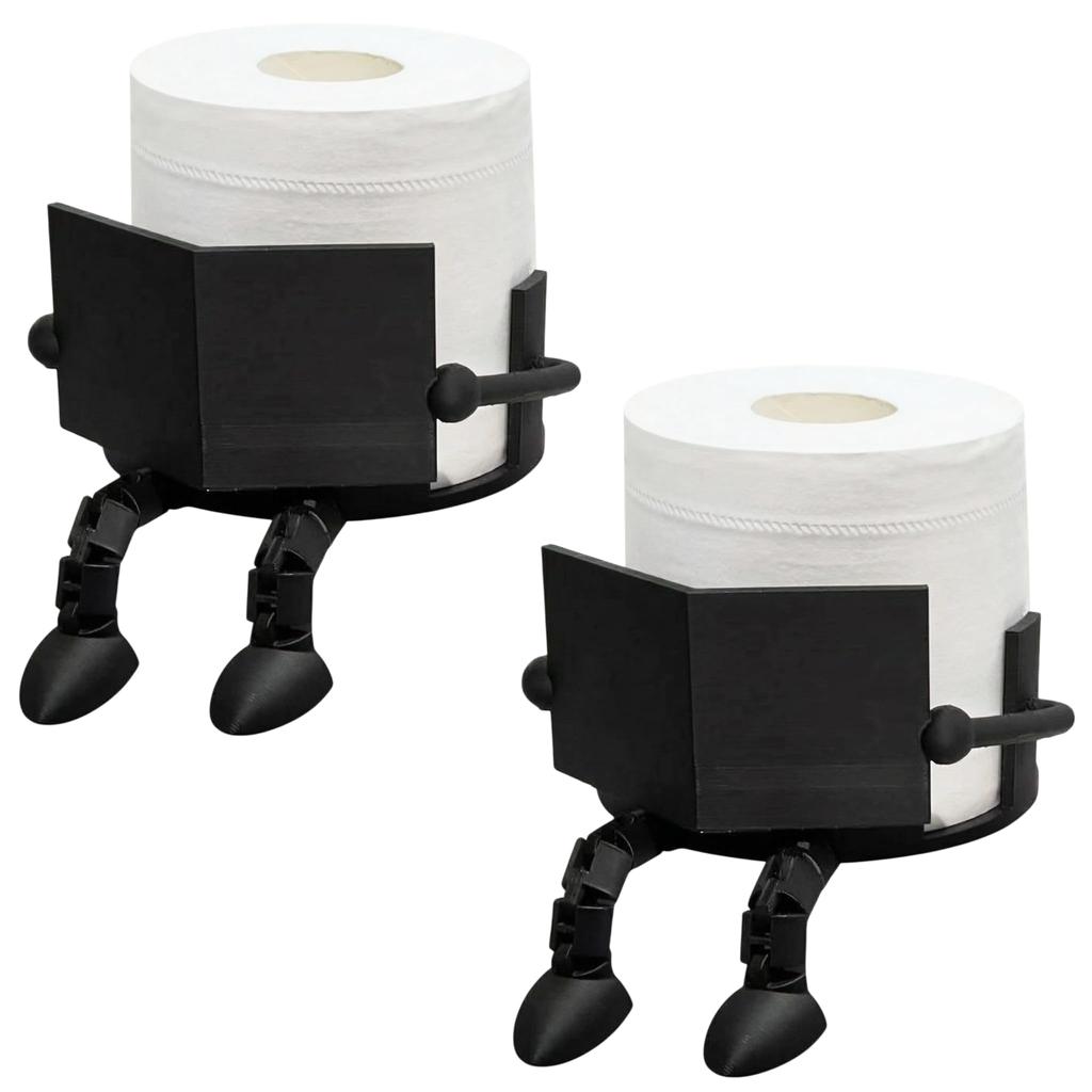 Queen-b Toilet Paper Holder, Reading Pose Design, Freestanding, Set of 2 in the Same Color, Stylish, Spare Roll Stand, Storage, Interior Decor, Cute,
