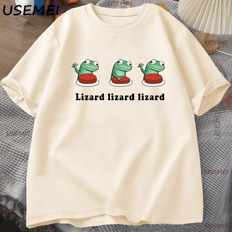 Lizard Meme T-Shirt Men Women Funny Cotton Short Sleeve T-Shirt Casual Summer Round Neck High Quality Loose Tshirt Streetwear S разноцветный