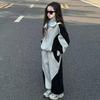 Girls' Korean Style Two-Piece Set: Color Block Sweatpants for Spring and Autumn