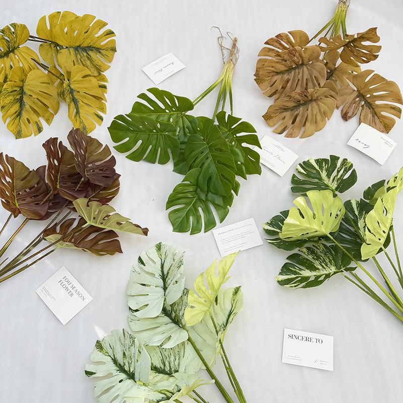 Green Leaf Artificial Plant Decor For Home Living Room Background Wall With Realistic Texture