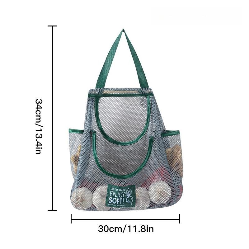 

Подвесная сумка для фруктов и овощей, имбирь, чеснок, кухонная сумка для хранения, влагостойкая подвесная сумка, сетчатая подвесная сумка, настенная полая дышащая сумка для хранения Large 30*34 double-sided зелёный