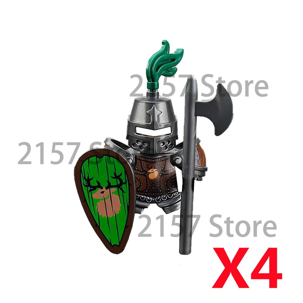Medieval Castle Soldier Action Figures Building Block Dragon Anime Knight Accessory Warhorse Militia Helmet Shield Toy Gift S015