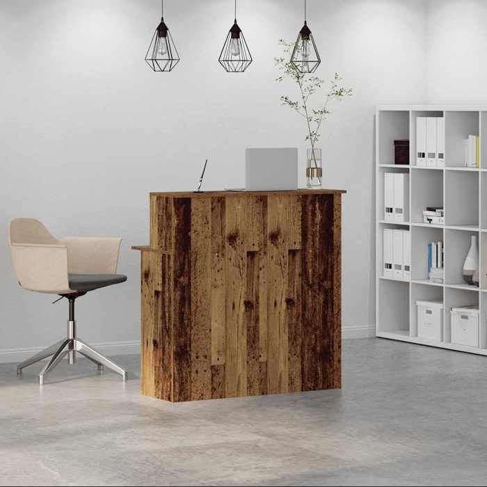 VidaXL Bureau de réception vieux bois 100x50x103,5cm bois d'ingénierie, comptoir de réception, réception de salon, comptoir 859031
