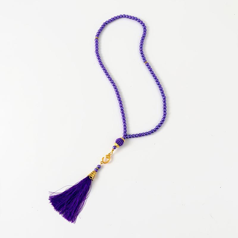 Pearl Prayer Beads Necklace Jewelry Long Tassel Clothes Pandent Accessories