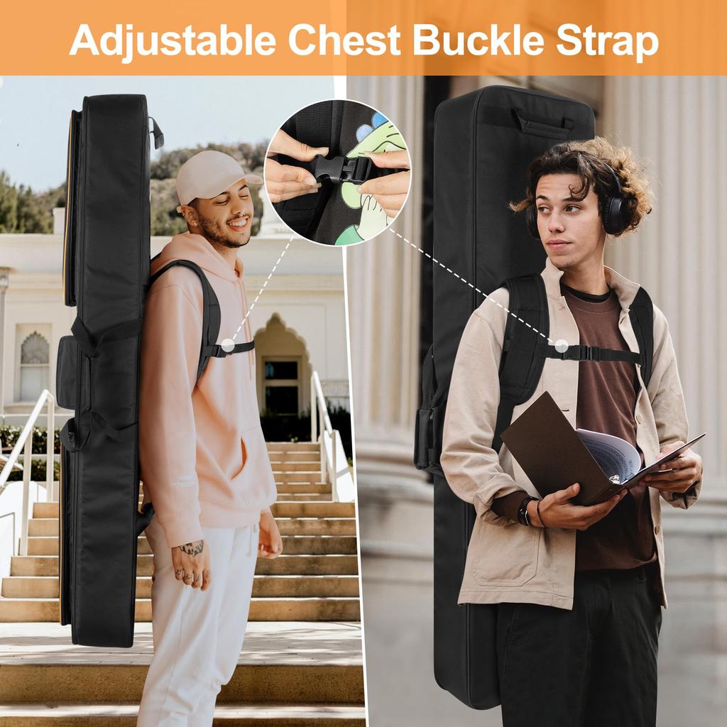 LoDrid Keyboard Case 88 Keys Soft Keyboard Bag Electronic Piano Case with 6 Mats Anti-Slip