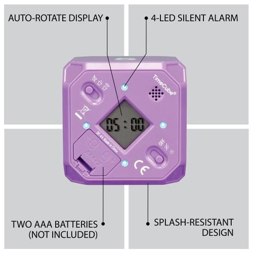 TimeCube Plus Preset Timer with 4 LED Lights and Alarms for Time Management and Countdown Settings (Purple - 5, 10, 20, 30 Minutes)