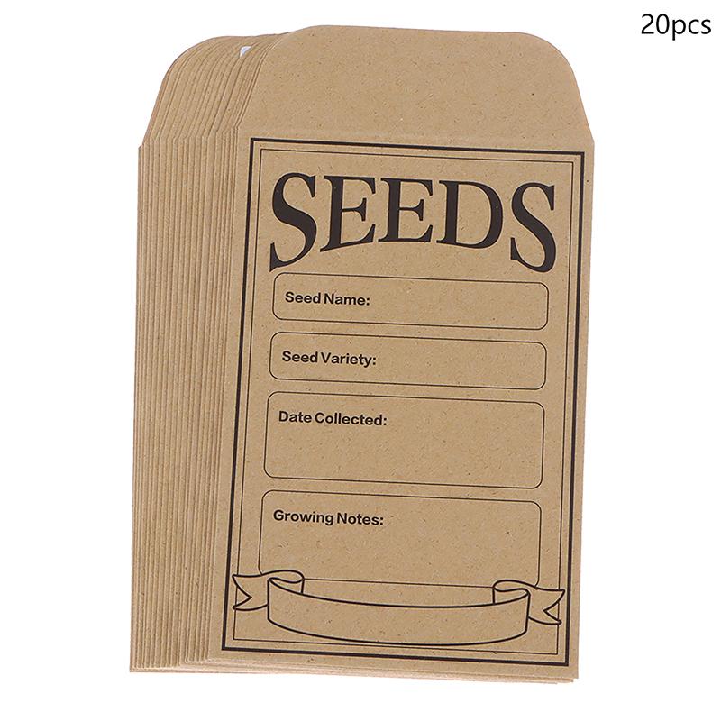 

20 шт. конвертов для семян из крафт-бумаги, самоклеящиеся пакеты, для хранения семян, для сбора, хранения семян овощей и цветов 20pcs коричневый