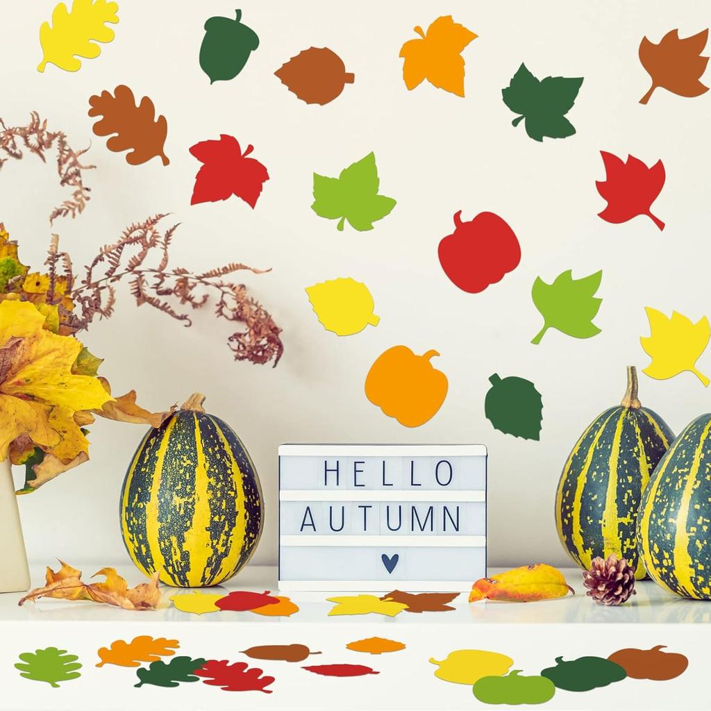 Geyee 216 Pcs Fall Bulletin Board Decorations Fall Leaves Pumpkin Acorns Cutouts Colorful Autumn Paper Cut Outs for Kids School Classroom Bulletin