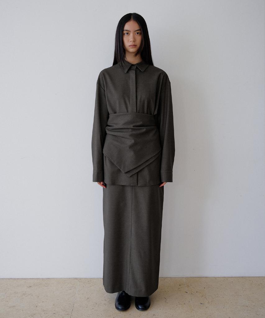 Mohe Wool Straight Skirt _ Brown