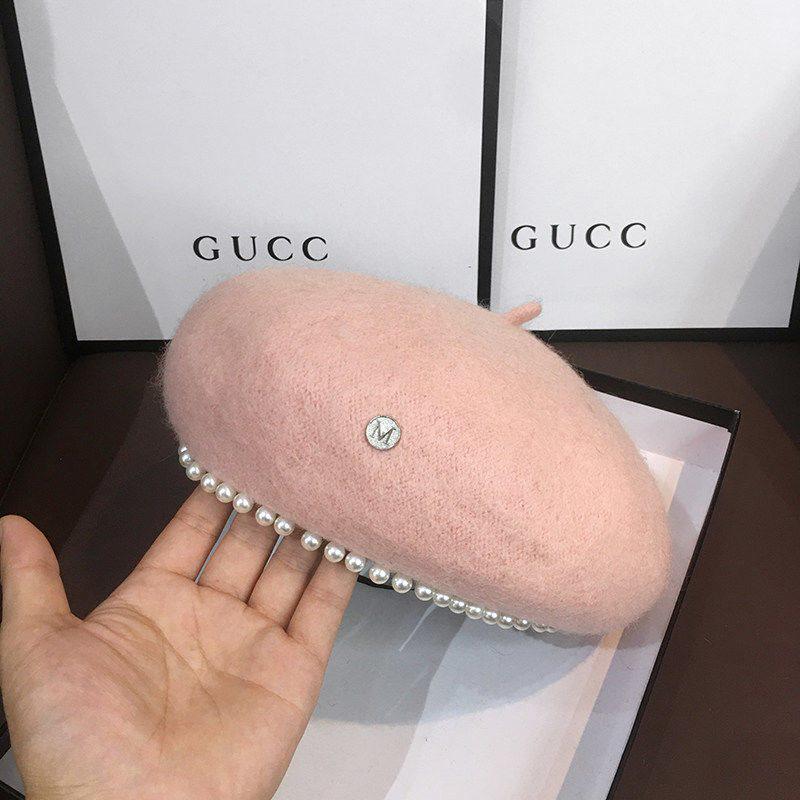 Women's Trendy British Retro Wool Beret: Autumn Winter Pearl Octagonal Hat for Women, Parent-Child, Kids' Painter Style.