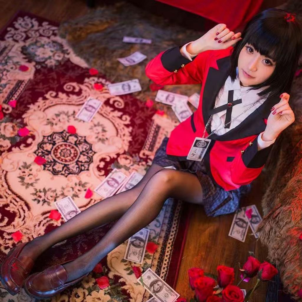 Anime Kakegurui Yomotsuki Runa Cosplay Kostüm Jas JK Schule Uniformen Jas Hoodie Halloween Karneval Kleidung