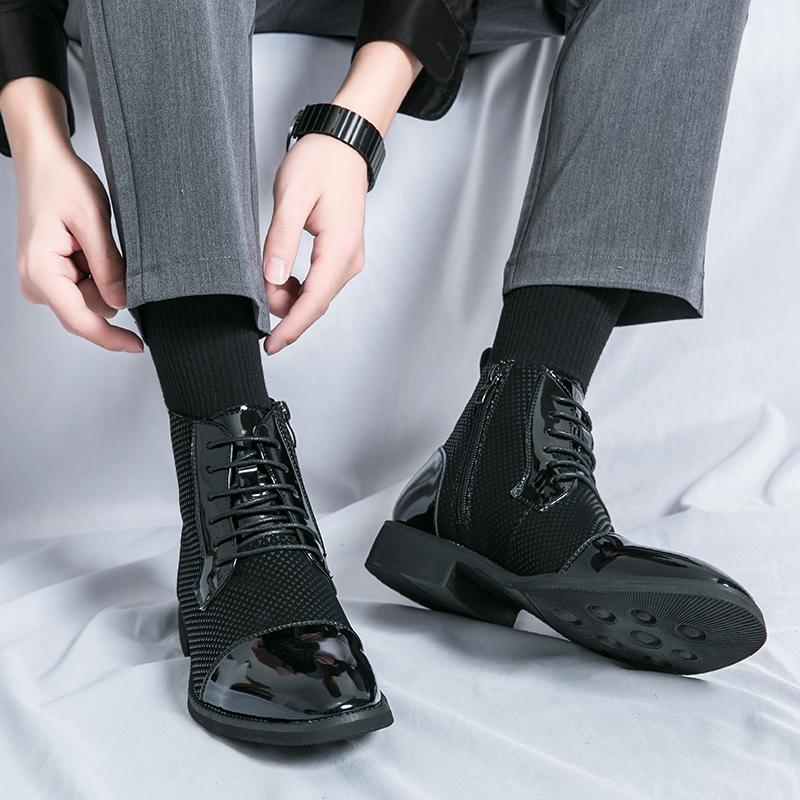 Pánské kotníkové boty Vzor kohoutí stopy Ležérní Retro Pánské boty Wingtip Společenské Tuxedo Svatební boty