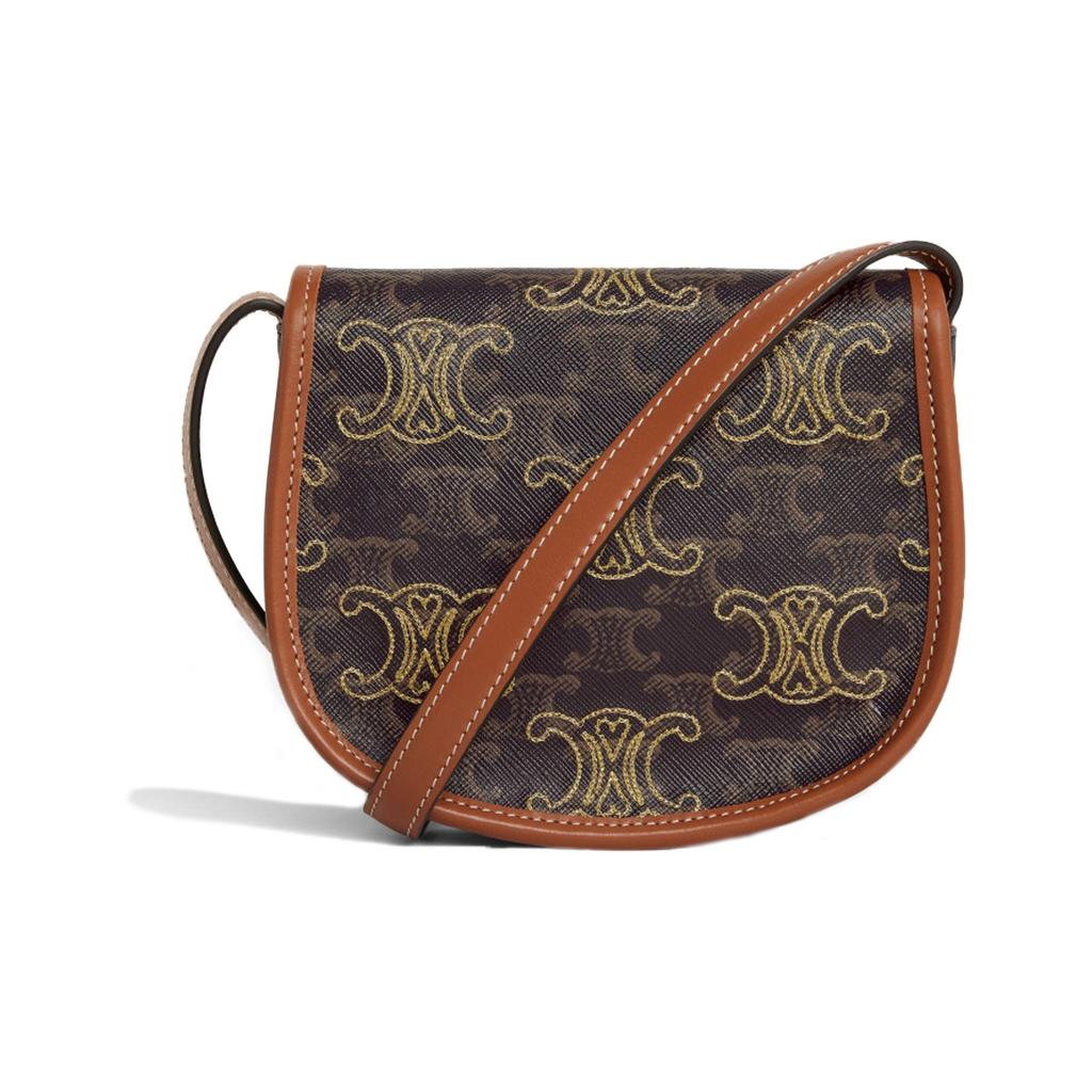 Celine Besace Logo Print Triomphe Heart Embroidery Mini Crossbody Bag Women Bags Brown 196702ECK-04LU