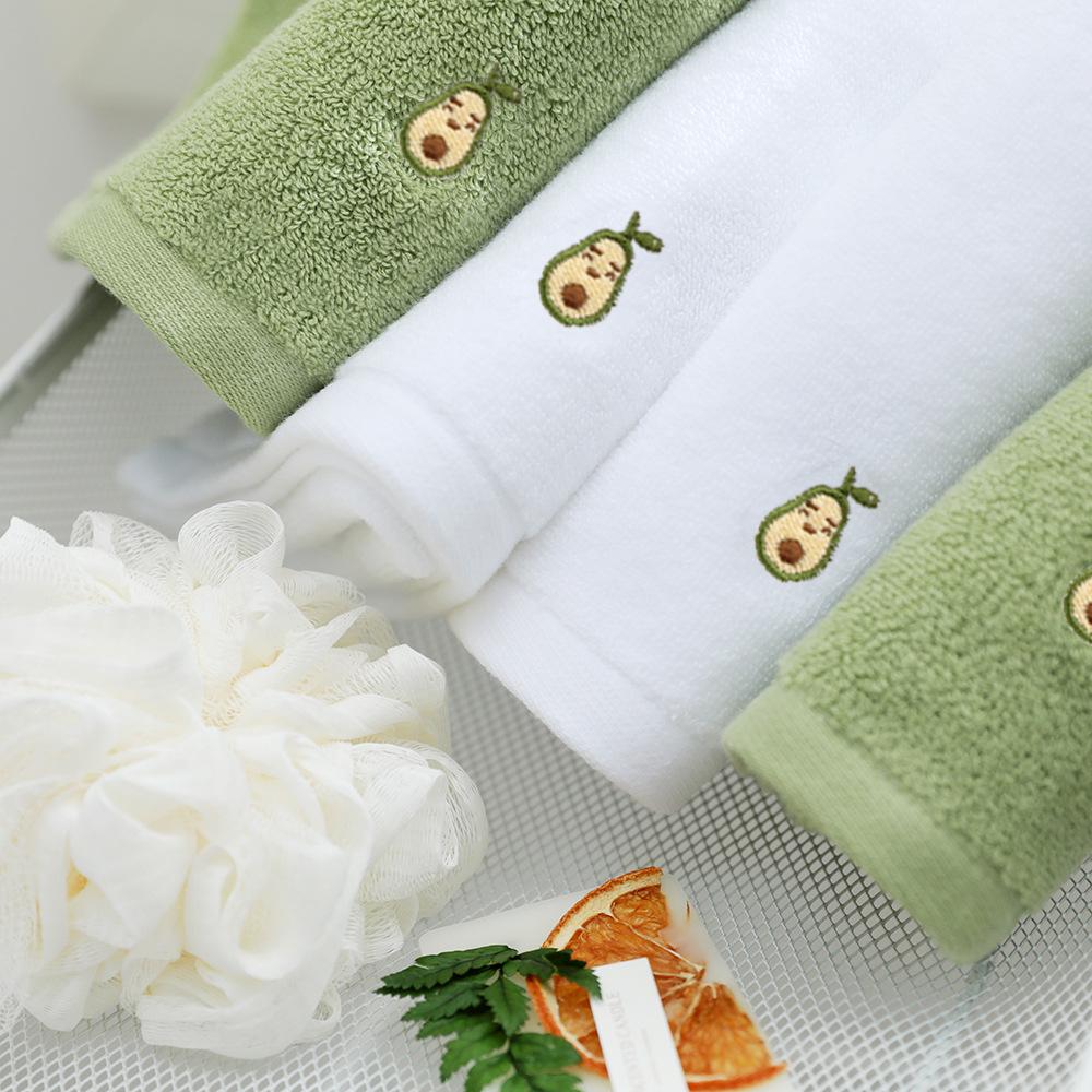 Avocado Embroidered 100% Cotton Face Towel - Soft & Absorbent, Customizable Logo