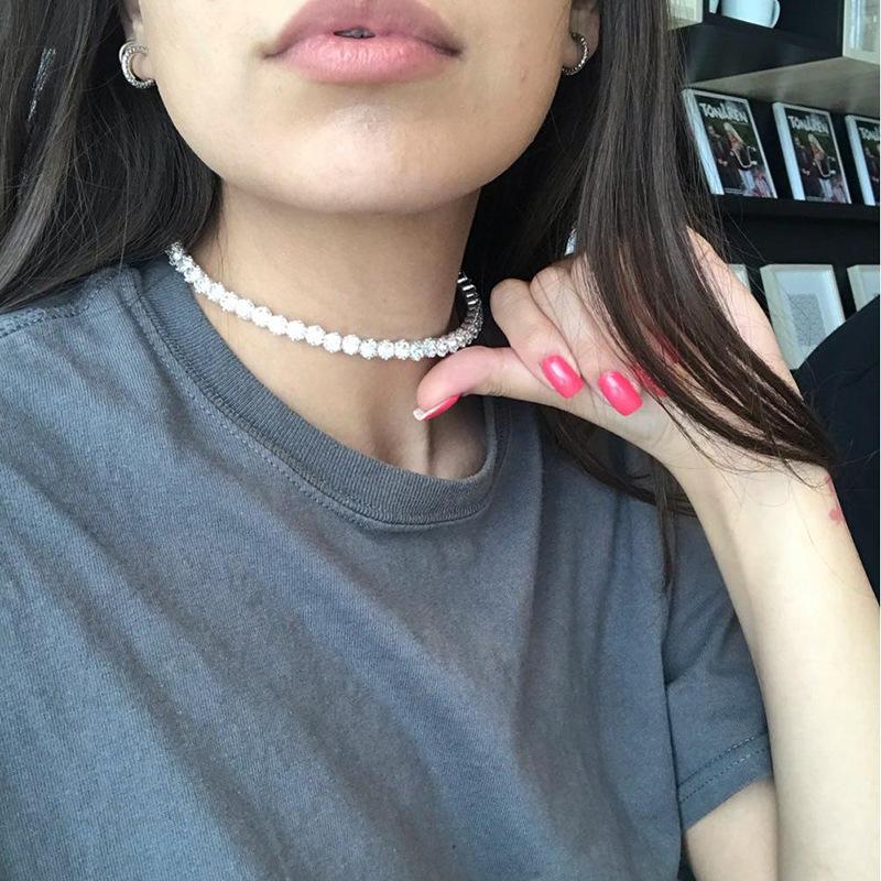 Modeschmuck Voller Diamant Strass Mehrschichtig Mehrreihig Kragen Braut Kristallkragen Kurzer Kragen Halskette