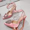 Fashion Glitter Rhinestones Women Pumps Crystal Heart Shape Buckle Summer Lady High Heels Party Fashion Prom Shoes