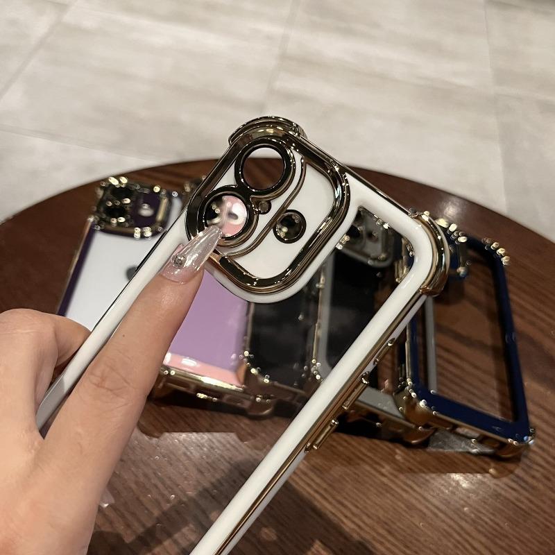 Luxury Transparent Phone Case For iPhone 16 15 14 13 12 11 Pro Max Plus Shockproof Bumper Cover Fundas With Lens Protector