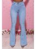 Women's High Waist Flared Denim Trousers - Large Sizes Available