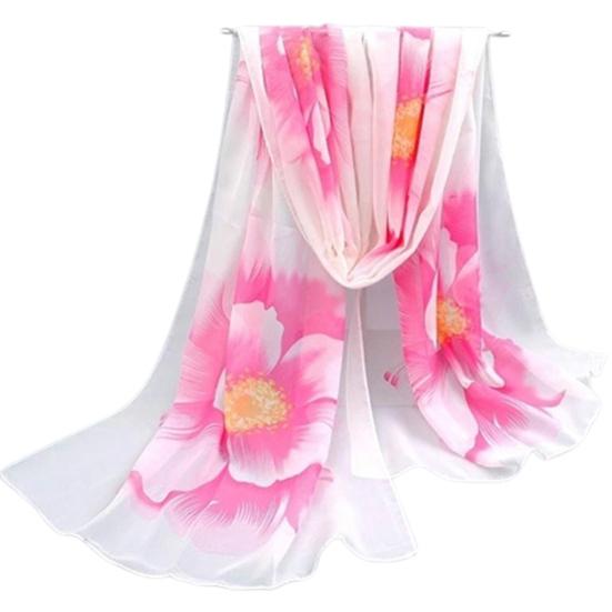 

Модная женская длинная мягкая шифоновая шаль с цветочным принтом, палантин, пляжный шарф, подарок