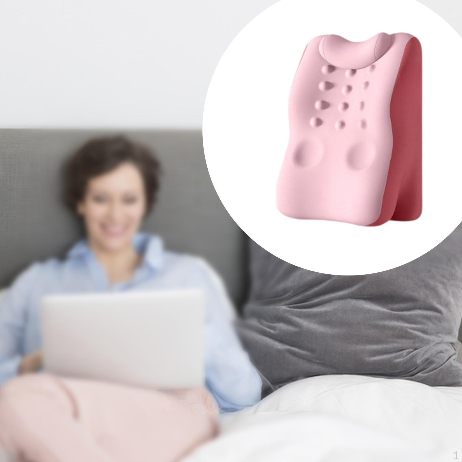 

Back Lumbar Support Cushion Memory Foam Ergonomic Comfort Sleeping Pillow with Neck for Home Pink Red