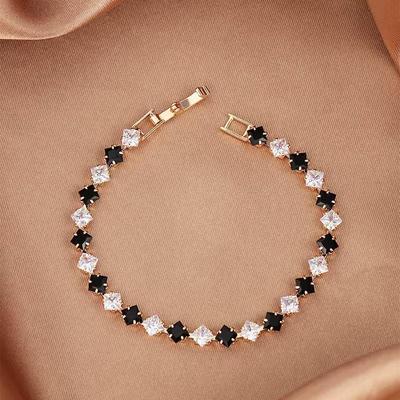 Grenzüberschreitendes vergoldetes Zirkonia Tennisarmband mit farbenfrohem Bling und minimalistischem Design