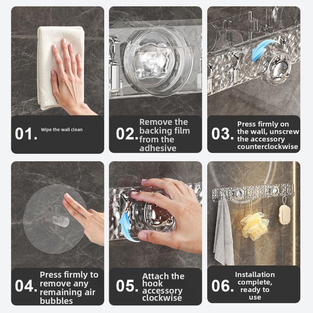 Detachable Wall Mounted Row Hook Waterproof Sundries Storage Hook  Bathroom Accessories