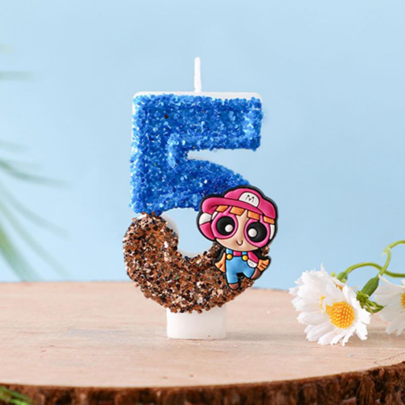 Colorful Cartoon Policewoman Birthday Cake Number Candles