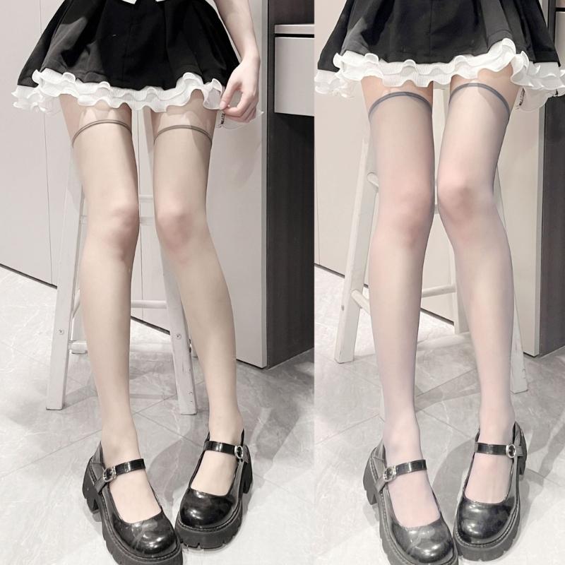 Women's Thigh High Socks Over the Knee Tube Socks Knee High Socks Sheer Silk Stockings Erotic Costume Accessories