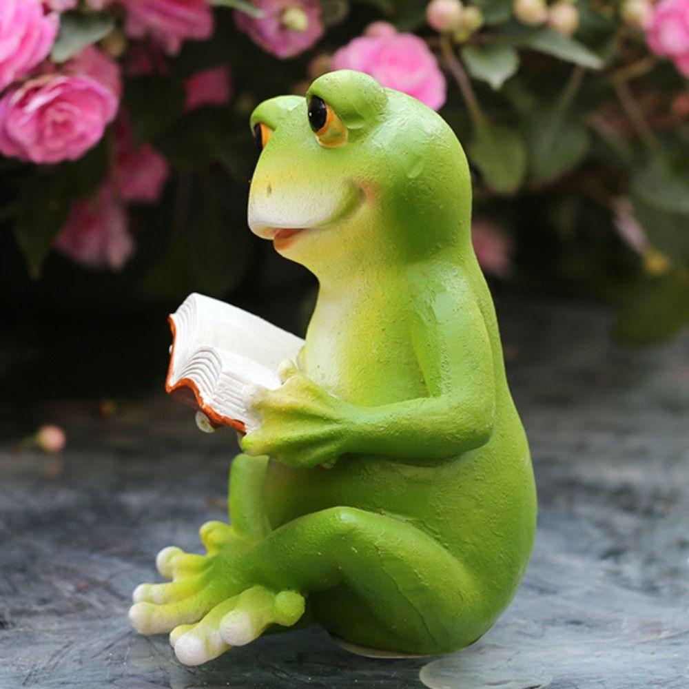 Cartoon Animal Sculpture Resin Miniatures Figurine Crafts Rabbit Frog Statue  Car