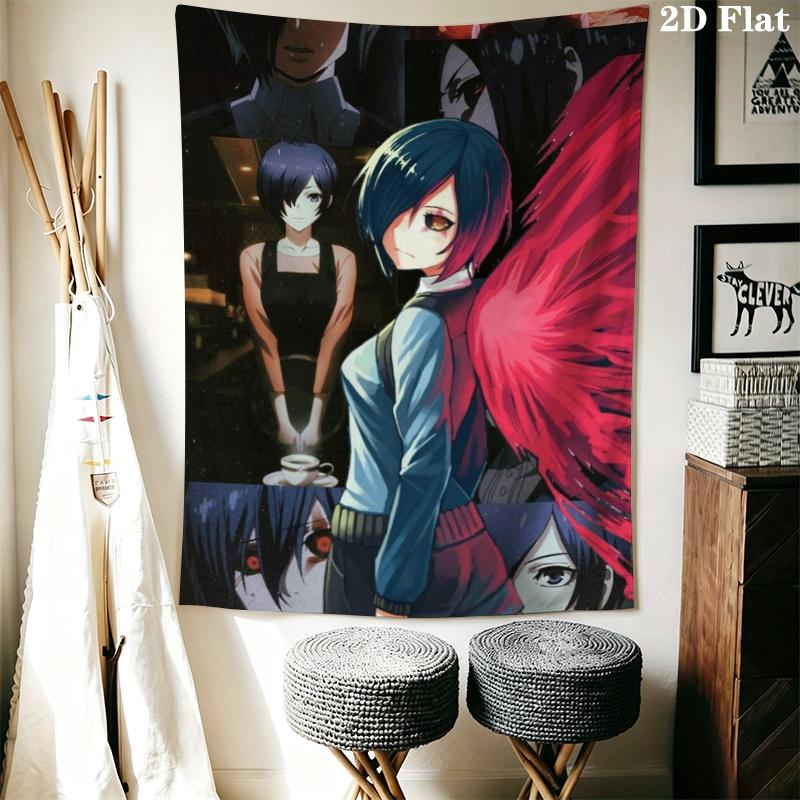 Tokyo Ghoul Wall Tapestry Aesthetic Wall Hanging Printed Fabric Blanket Decorative Tapestries for Bedroom Living Room Home Decor