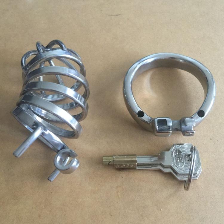 Nerezová ocel Stealth Lock Mužské zařízení cudnosti, klec na penis, zámek na penis, erekční kroužek, pás cudnosti S033