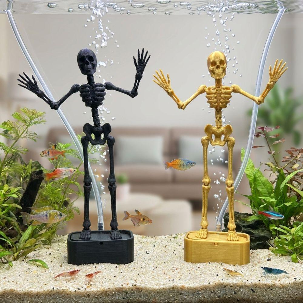 Luminous Dancing Skeleton Aquarium Bubbler Skeleton Underwater Decor Prop Aquatic Landscaping