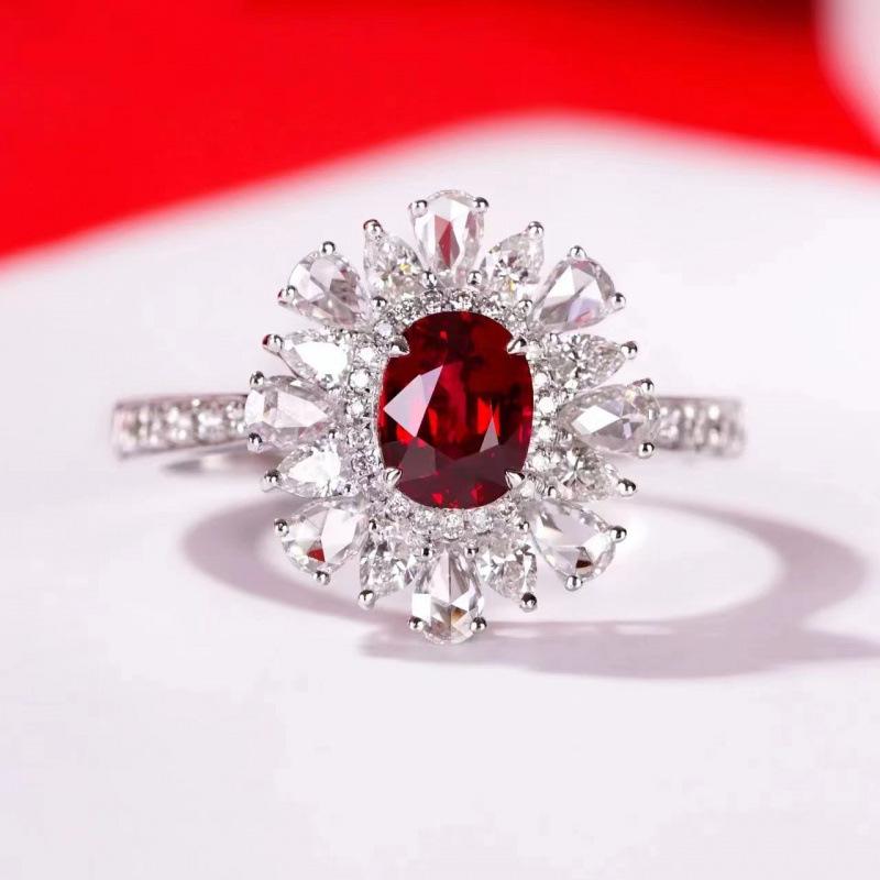 Exquisite Pigeon Blood Red Gem Set: Versatile Ring, Earrings, Necklace for Women