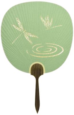 Shiomi Uchiwa Hergestellt im Herbsthimmel 24cm x 37cm Fächer, Japan, (Grün), Einseitig durchbrochen, 2181,