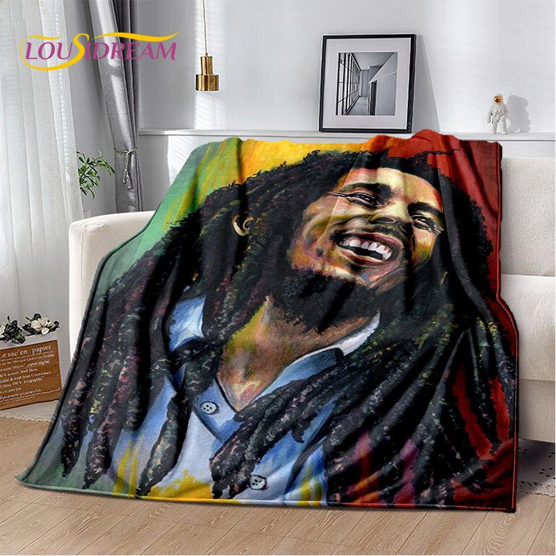 Bob Marley Reggae Music Jamaican Maple Leaf Plush Blanket,Flannel Blanket Throw Blanket for Living Room Bedroom Bed Sofa Picnic
