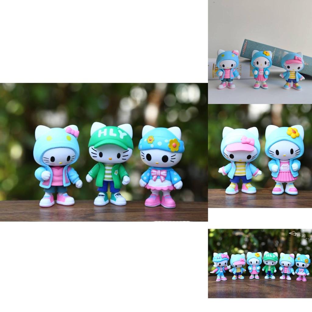 Adorable Kt Cat Figurine Cute Fashionable Pvc Cat Doll For Home Desk Decoration