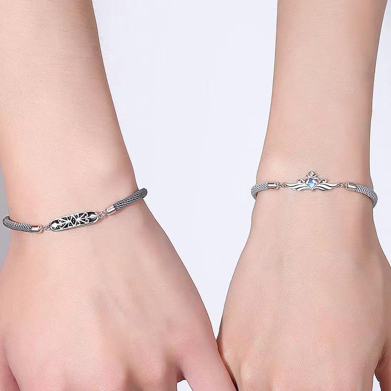 Korean Style Princess & Knight Woven Bracelets: Personalized Couple Jewelry Gift