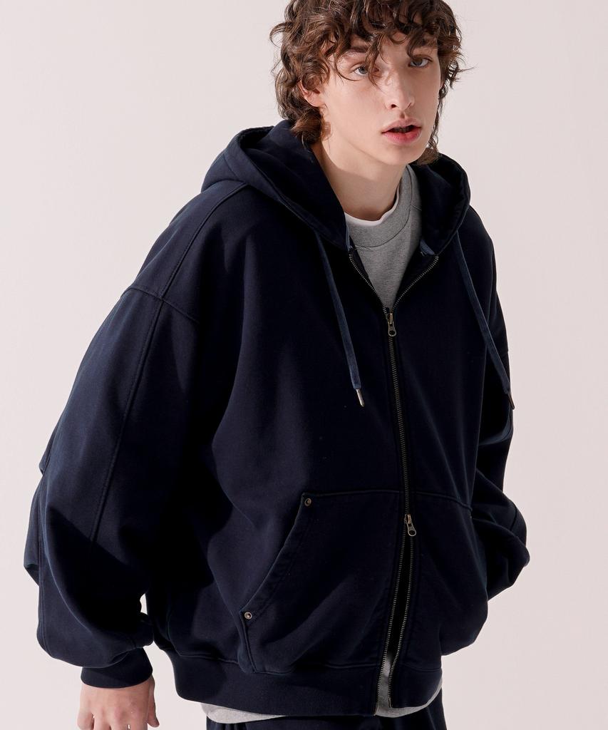 Twn Copper Pigment Crop Zip-Up Hoodie Navy Jyhd3570