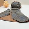 Pet Detective Transformation Cloak Hat Set Cat Dog Checkered Halloween Dress Up Funny Cloak Coat Puppy Clothes for Small Dogs