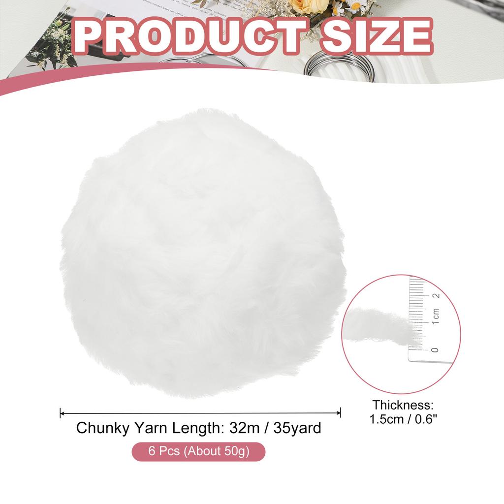 Faux Fur Yarn 6 Skeins 50g Soft Fuzzy Yarn Crochet Fluffy Chunky Polyester Plush Fur for Crocheting and Hand Knitting 35yds