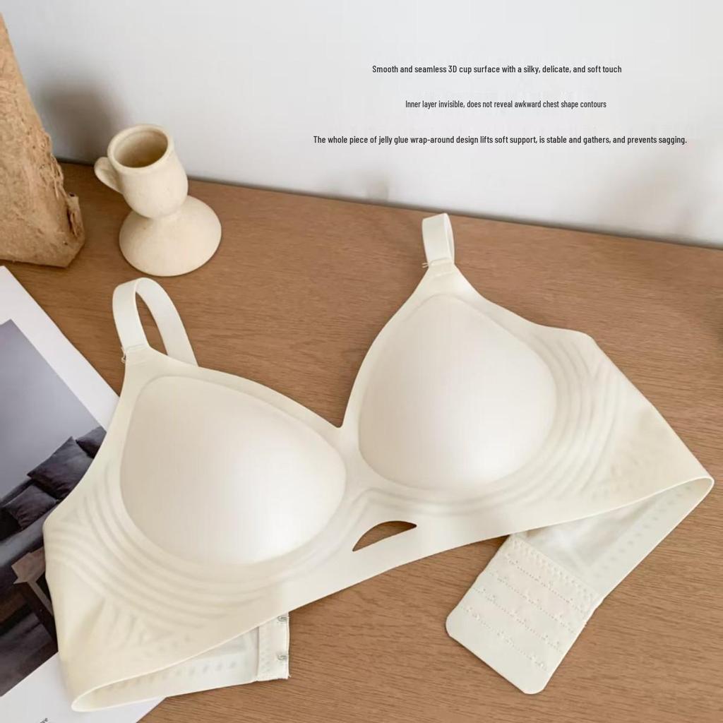 Jelly Soft Seamless Ice Silk Thin Bra for Women - Small Chest Support, Anti-Sagging, Wire-Free, Gathered Style