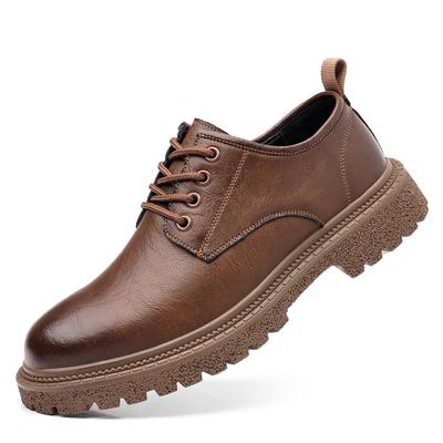 Mode Heren Retro Business Casual Leren Schoenen Koeienhuid Platform Grote Neus Platform Schoenen Vorm Heren Britse Stijl Lage Werkschoen Mannelijk