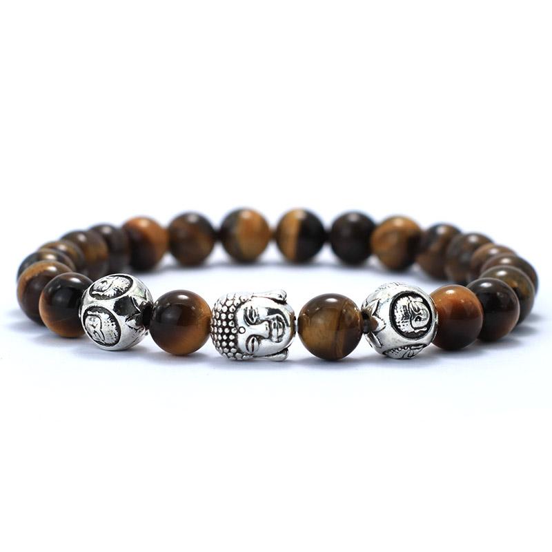 Minimalist Men Bracelet Natural 8mm Stone Vintage Buddha Braclet Homme Meditation Yoga Jewelry Lava Tiger Eyes Beaded Braslet