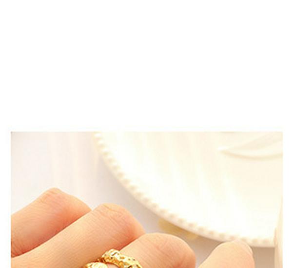 Retro Gold-Plated French Ring with White & Green Cubic Zirconia