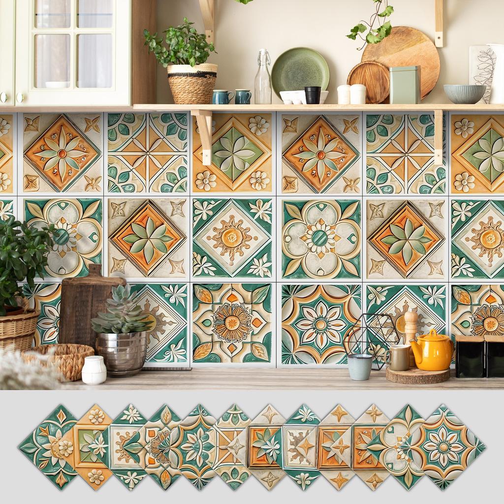 12 Self-adhesive Kitchen Waterproof and Oil-proof Wall Stickers, Bathroom Wall Decoration Renovation, Beautification Strong Wallpaper Stickers
