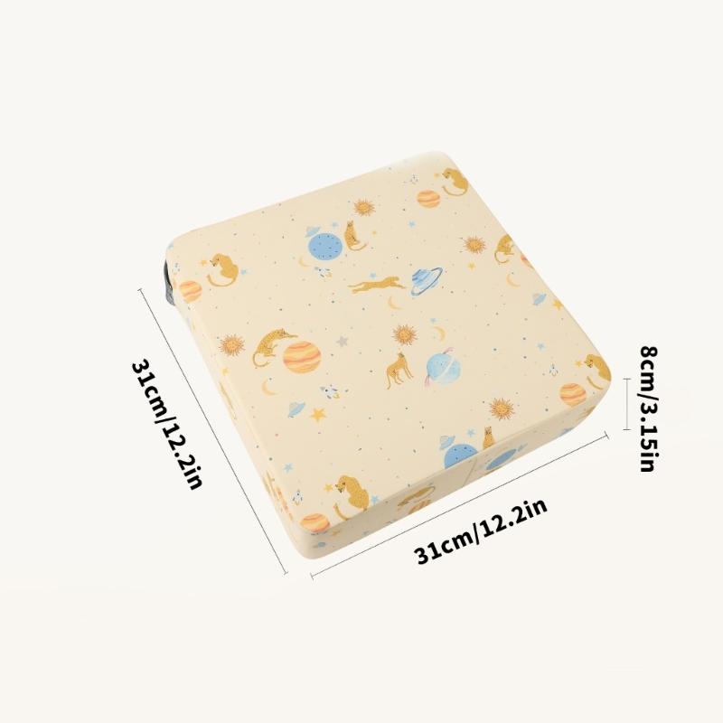 Booster Seat for Dining Table Printed Pattern Kids Booster Seat with Safety Buckles Anti-Slip Bottom Heightening Cushion