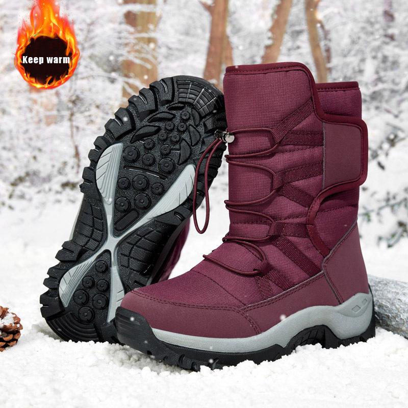 CHRLCK Men's Winter Shoes Waterproof Boots Warm Plush Couple Women Boots Winter Outdoor Anti-Slip Ankle Boots Work Casual Boots