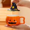 European Ceramic Pumpkin Funny Water Cup with Lid Creative Coffee Cup Home Breakfast Milk Mug Cartoon Ceramic Mug Halloween Gift