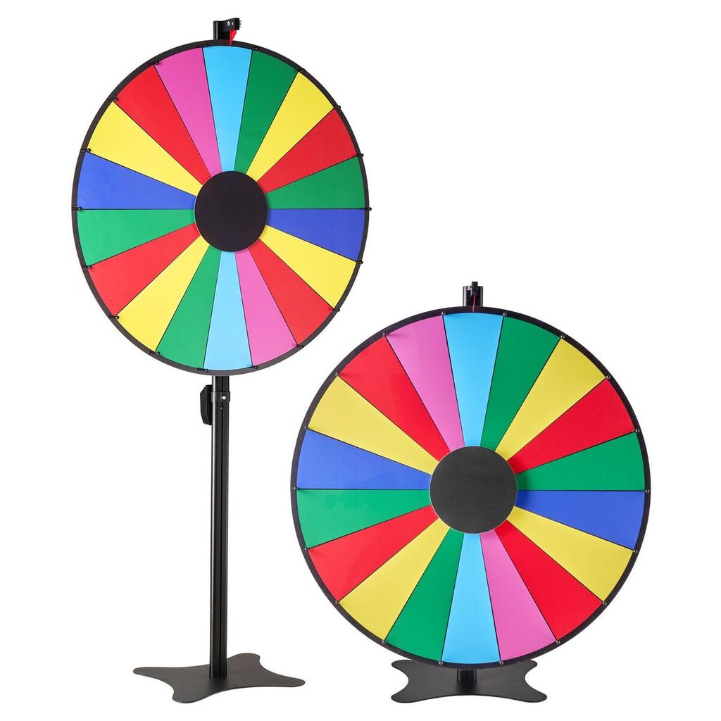 914 mm Spinning Prize Wheel, 18 Slots Spinning Wheel with Stand, Adjustable Height Win Fortune Roulette with a Dry Erase and 2 Markers, 6 Colors, Easy